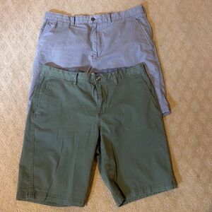14th & Union Men's Olive and Light Gray Flat Front Shorts